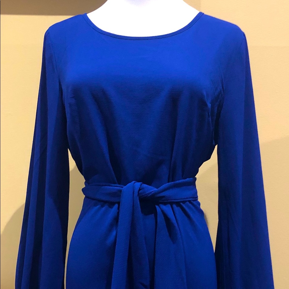 Royal Blue Dress with attached tie belt